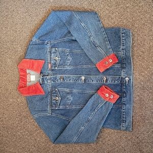 Vintage Ethyl Denim Blue Jean Jacket Corduroy Collar & Cuffs